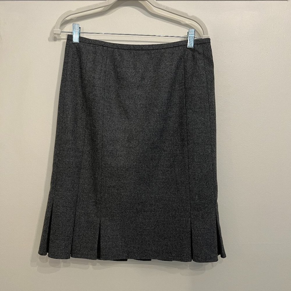 Charcoal (Grey) Wool/Cashmere Pleated Skirt